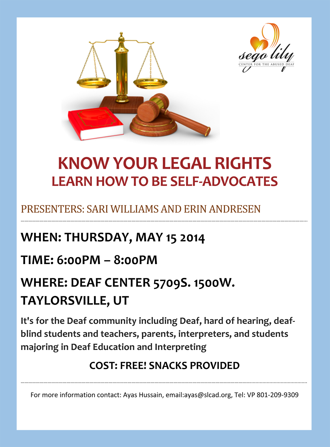 SLCAD Legal Rights Workshop May 15